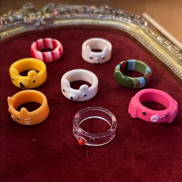 Colorful Animal-Themed Kids Rings Set - Picture 1 of 2
